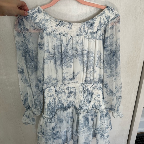 Blue Off the Shoulder Mini Dress - Picture 3 of 6